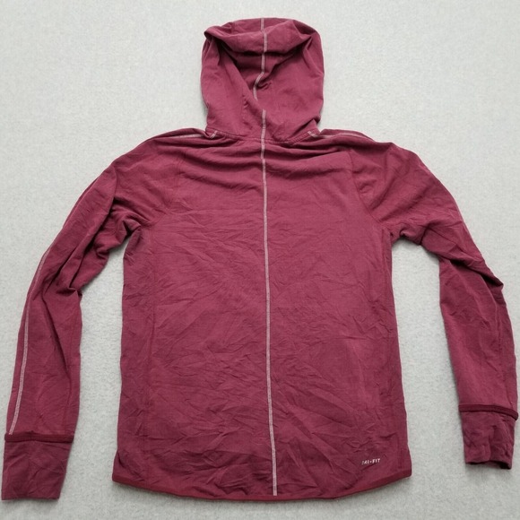 Nike Jacket‎ Womens Medium Red Pockets Full Zip Sweater Hooded Activewear - Picture 12 of 13